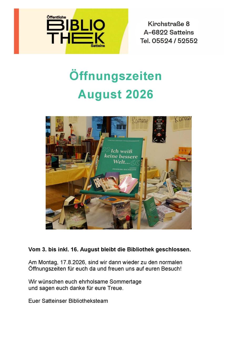 2026 Plakat Öffnungszeiten August