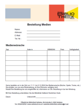 Formular Bestellung Buchhandlung 2025
